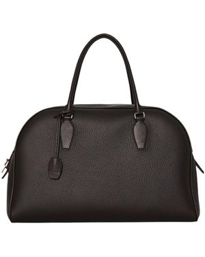 The Row Logo Leather Shoulder Bag - Black