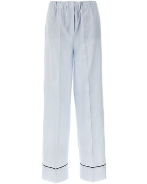 Prada Striped Straight Leg Pants - Blue