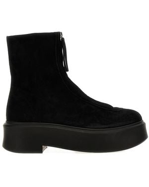 The Row Zipped Suede Boot - Black