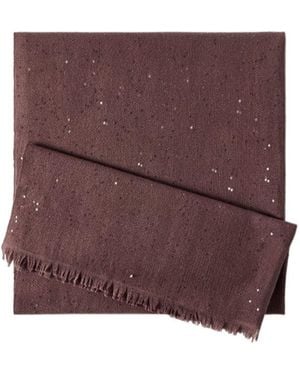 Brunello Cucinelli Cashmere And Silk Diamond Yarn Scarf - Purple