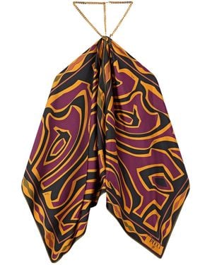 PUCCI Labirinto Print Chain Top - Brown