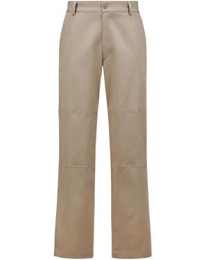 Moncler Logo Patch Straight-Leg Pants - Natural