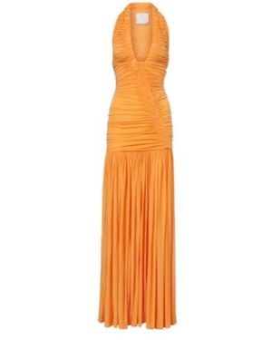 Christopher Esber Orion Ruched Halterneck Gown - Orange