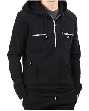 Balmain Zip Hooded T-Shirt - Black
