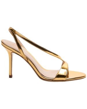 SCAROSSO Paula Almond-Toe Strappy Sandals - Metallic