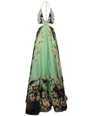 Roberto Cavalli Printed Halter-Neck Dress - Green