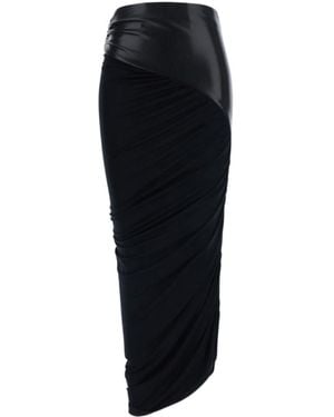 ANDAMANE Panelled Ruched Detail Skirt - Black