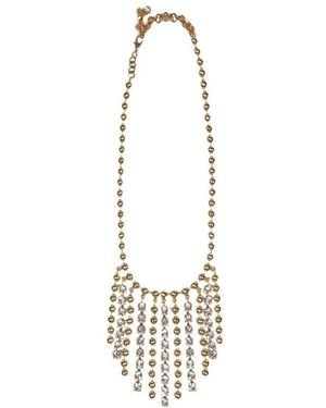 Alessandra Rich Embellished Beaded Fringed Necklace - Metallic
