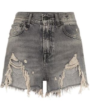R13 Imitation Old Denim Shorts - Grey