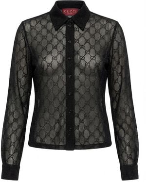 Gucci Gg Jersey Jacquard Shirt - Black