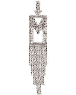 retroféte Alphabet Rhodium-Plated Crystal Single Earring - White