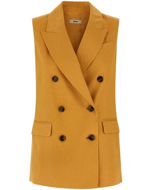 Herno Double-Breasted Linen Blazer - Metallic