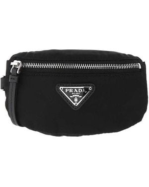 Prada Logo Plaque Mini Pouch - Black