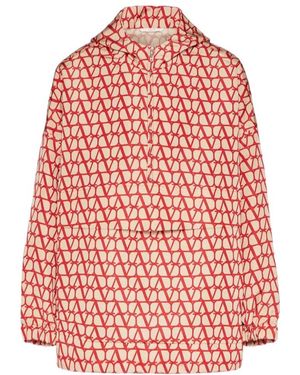 Valentino Toile Iconographe Long-Sleeved Hooded Jacket - Red