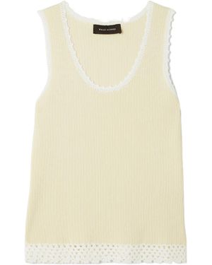 Wales Bonner Crochet-Trimmed Knitted Cotton-Blend Tank - Natural