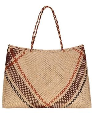 Dragon Diffusion Handwoven Patterned Tote Bag - Natural