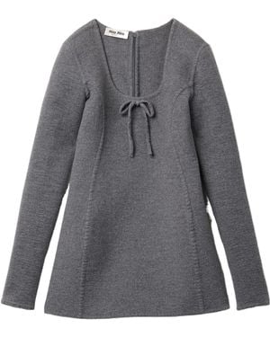 Miu Miu Double-Layer Wool Dress - Grey