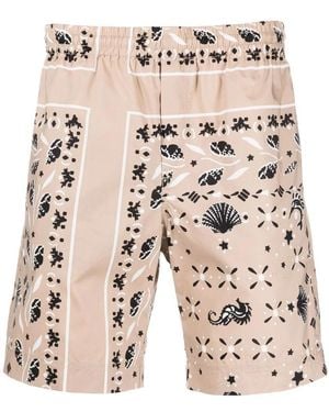 MSGM Paisley Printed Elasticated Waist Shorts - Natural