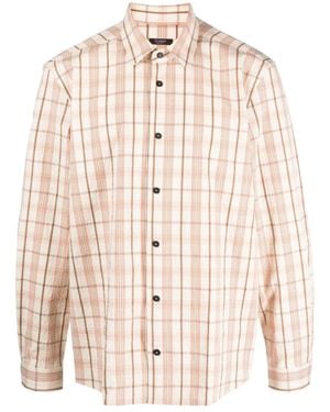Peserico Check-Pattern Long-Sleeve Shirt - Natural
