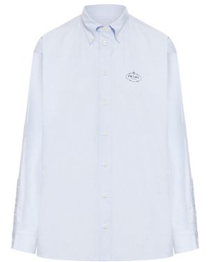 Prada Logo Detailed Oversized Shirt - White