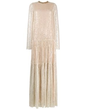 Giambattista Valli Tiered Sequinned Gown - Natural