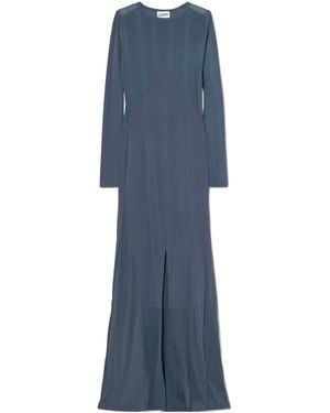 Jean Paul Gaultier Patchwork Ribbed Stretch Knit Long Dress - Blue
