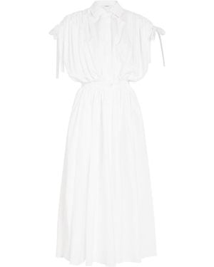 Givenchy Ruched Cotton-Poplin Midi Shirt Dress - White