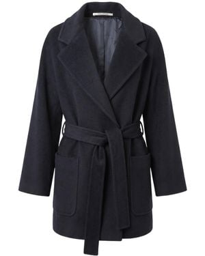 Tagliatore V-Neck Belted Coat - Blue