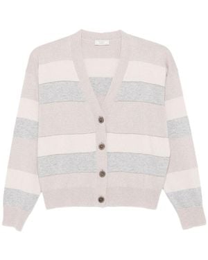 Peserico Striped Button-Up Cardigan - White