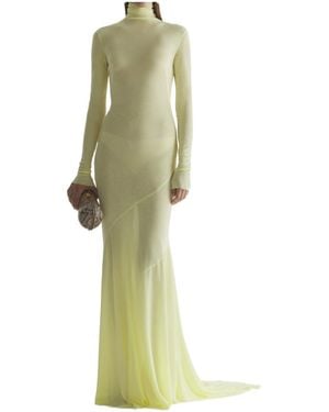 Mugler Turtleneck Jersey Gown - Green
