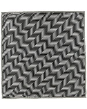 Brunello Cucinelli Chevron-Motif Hand-Sewn Pocket Square - Grey