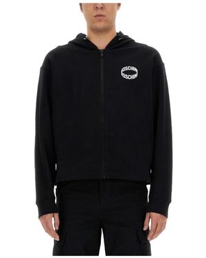 Moschino Logo Logo Zipper Jumper - Black
