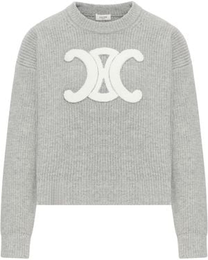 Celine Triomphe Crew Neck Jumper - Grey