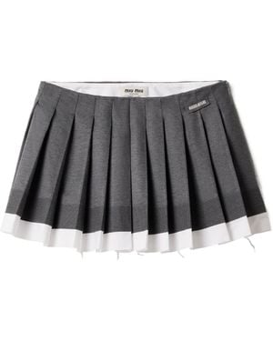 Miu Miu Pleated Mini Skirt in Gray | Lyst