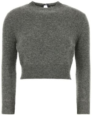 Jil Sander Cropped Crew Neck Knitted Jumper - Grey