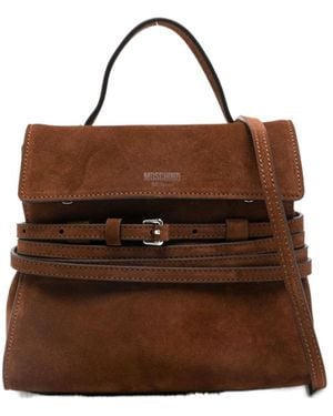 Moschino Tie Me Suede Shoulder Bag - Brown