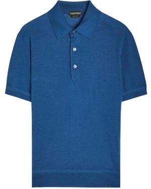 Tom Ford Cashmere And Silk-Blend Polo Shirt - Blue