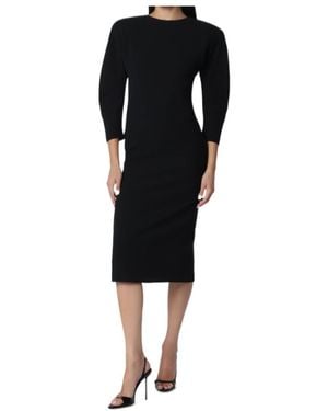 ANDAMANE Midi Dress With Rounded Shoulders - Black