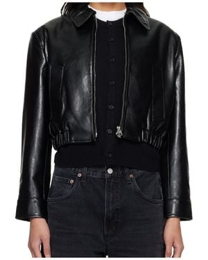 Agolde Nahla Cropped Jacket (Recycled Leather) - Black