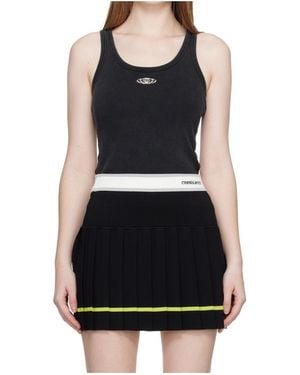 CASABLANCA Logo Plaque Ribbed Tank Top - Black