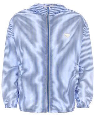 Prada Striped Hooded Windbreaker - Blue