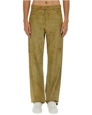 MSGM Logo-Patch Tie-Dyed Printed Jeans - Green