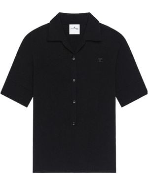 Courreges Wool Polo Top - Black