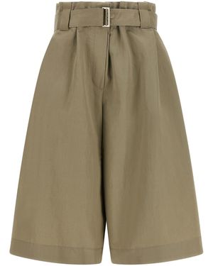 Brunello Cucinelli High Waist Flared Bermuda Shorts - Green