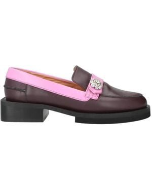 Ganni Round Toe Two-Tone Platform Loafers - Purple