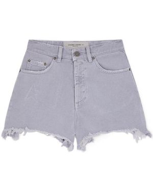 Golden Goose Distressed Hem Denim Shorts - Purple