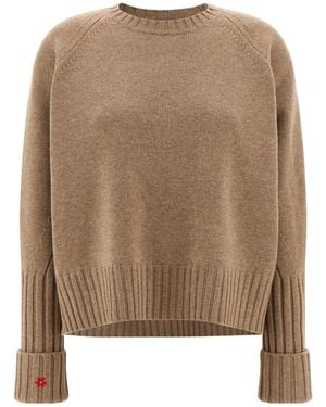 Tory Burch Crewneck Knitted Jumper - Natural