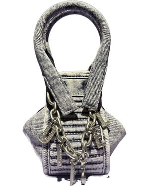 DIESEL D-Vina-Xxs Overdyed Denim Handbag - White