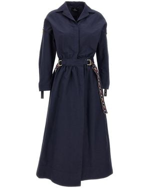 Etro Shirt Dress With Embroidered Ribbons - Blue