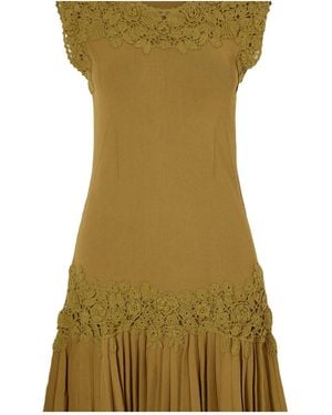 Ulla Johnson Crochet-Trimmed Ribbed Mini Dress - Green